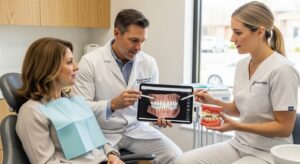 Patient consultation in a modern dental practice setting
