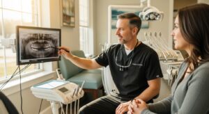 Dentist consulting with patient in a modern Cookeville clinic
